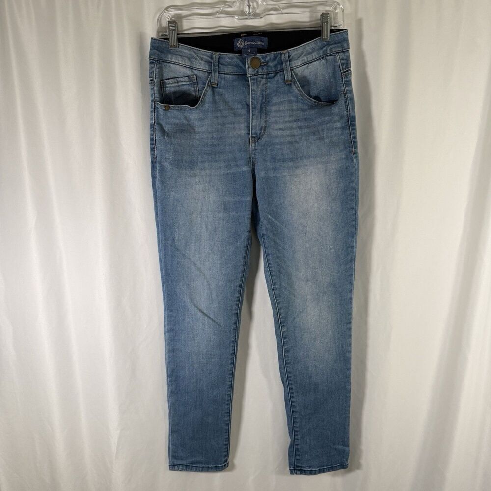Democracy Ab Technology Jeans Women's 4 Light Wash Denim Mid Rise Cotton Blend